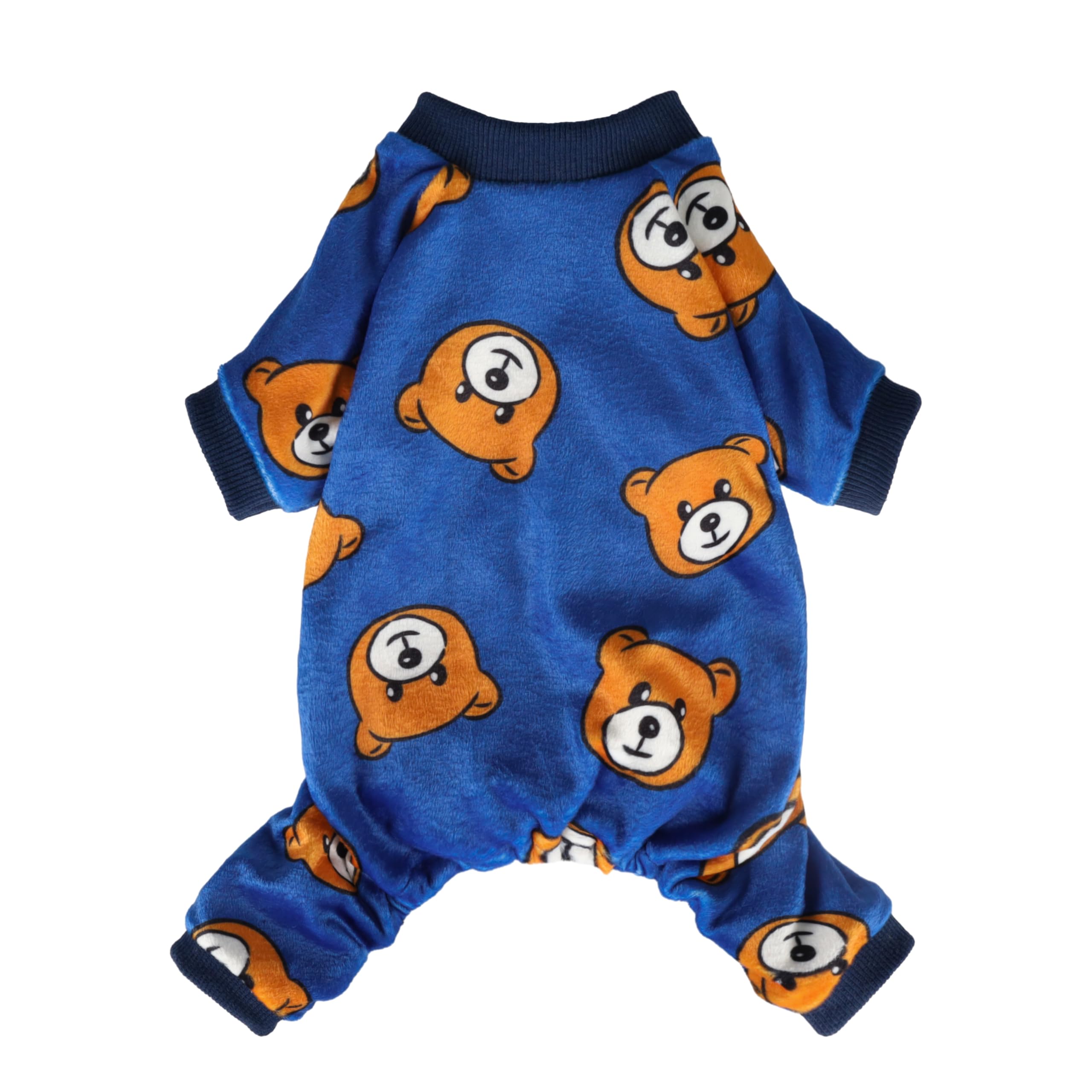 Pijama Fitwarm para perro oso azul, vista frontal, ideal para mantener cálida y cómoda.
