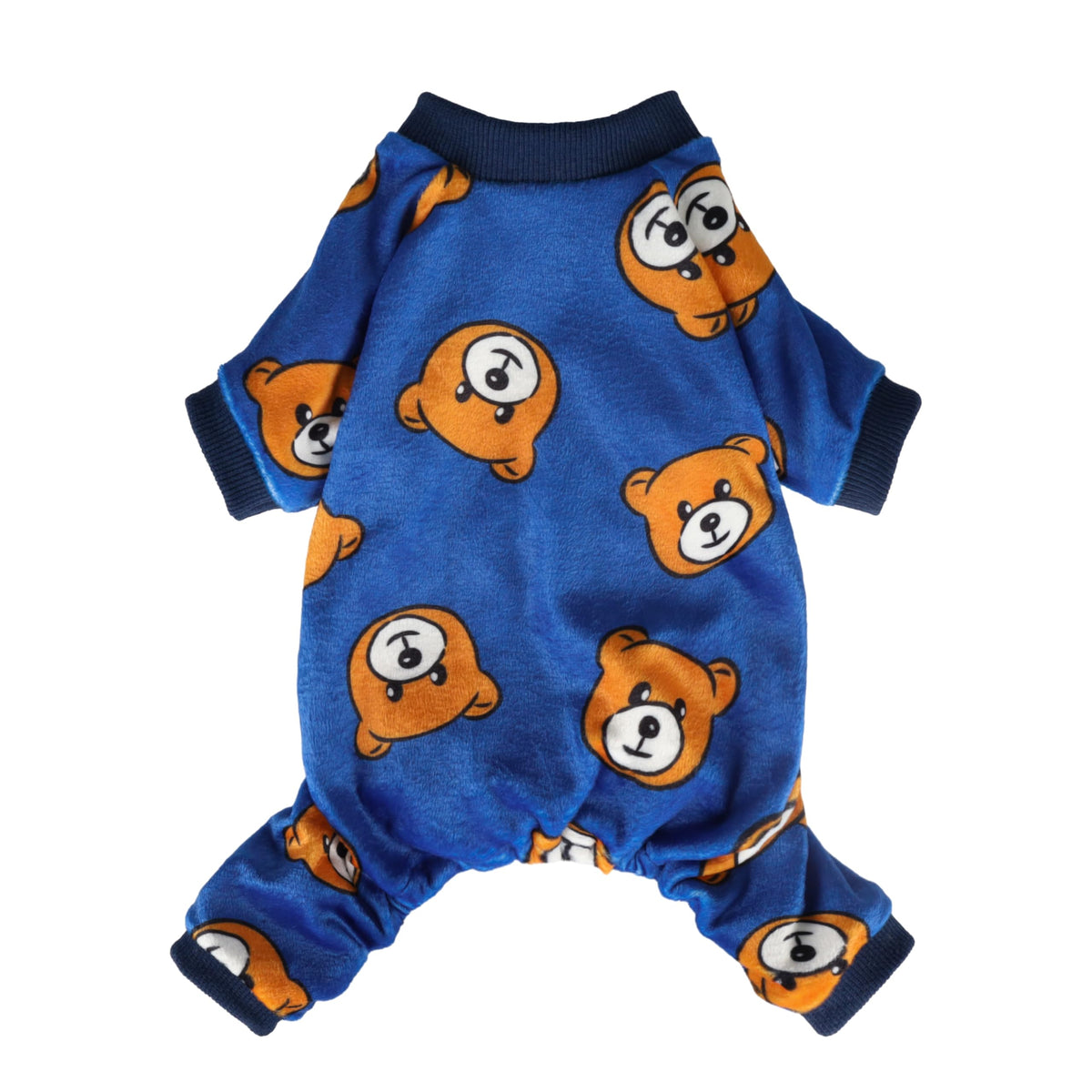 Pijama Fitwarm para perro oso azul, vista frontal, ideal para mantener cálida y cómoda.