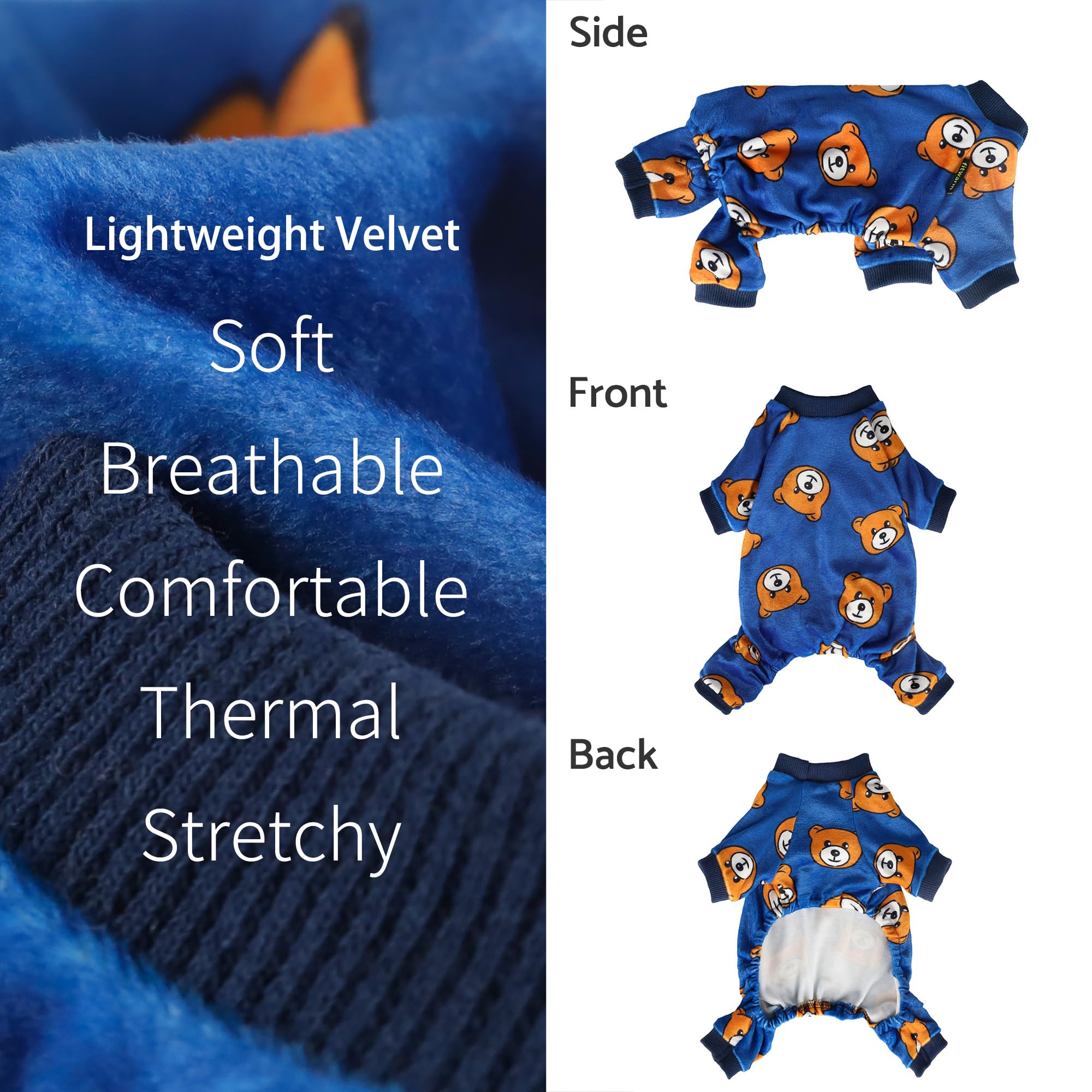 Fitwarm pijama perro oso azul, tejido suave, perfecto para uso diario