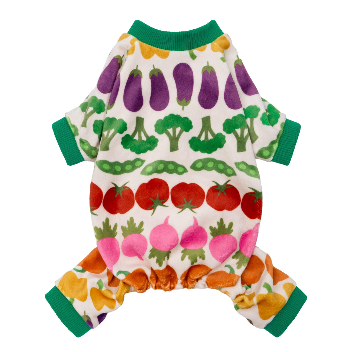Pijama para perro Fitwarm con vegetales divertidos, ideal para paseos y siestas.