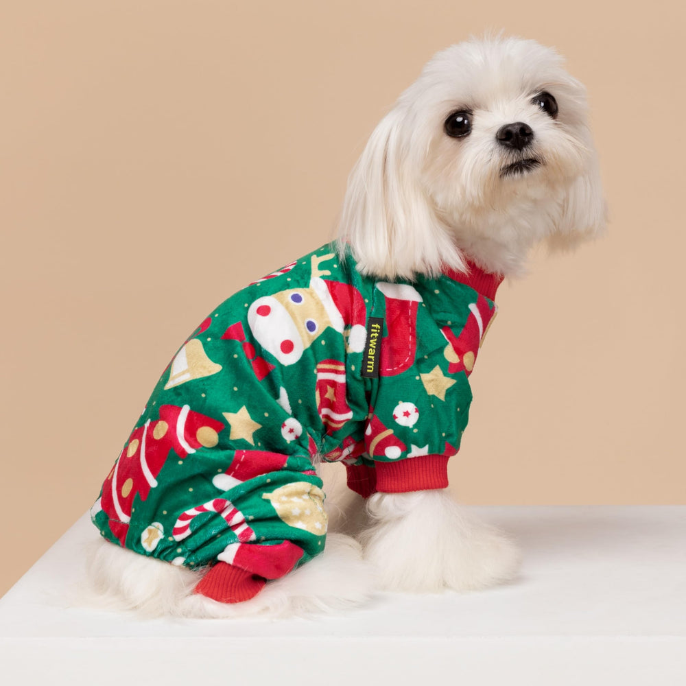 Fitwarm pijama navideño para perro, estampado navidad; ideal para eventos y fotos