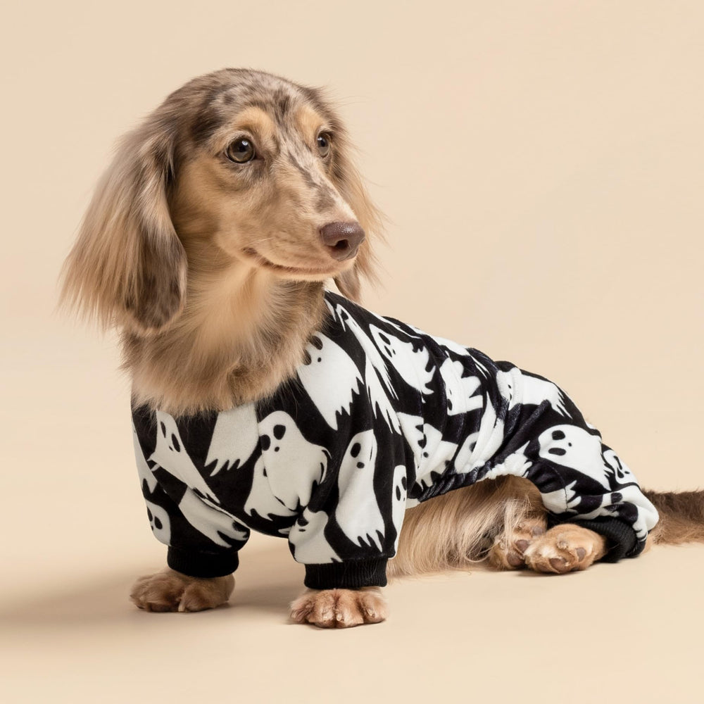 Fitwarm pijamas para perros, vista lateral, facilita movilidad para desfiles