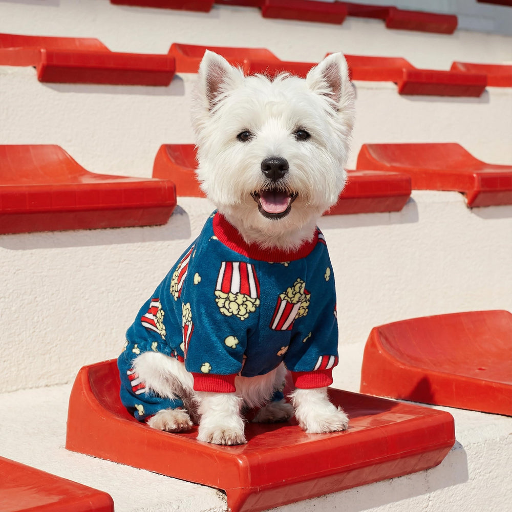 Fitwarm Popcorn Dog Pijamas espalda: cobertura total para perros pequeños.