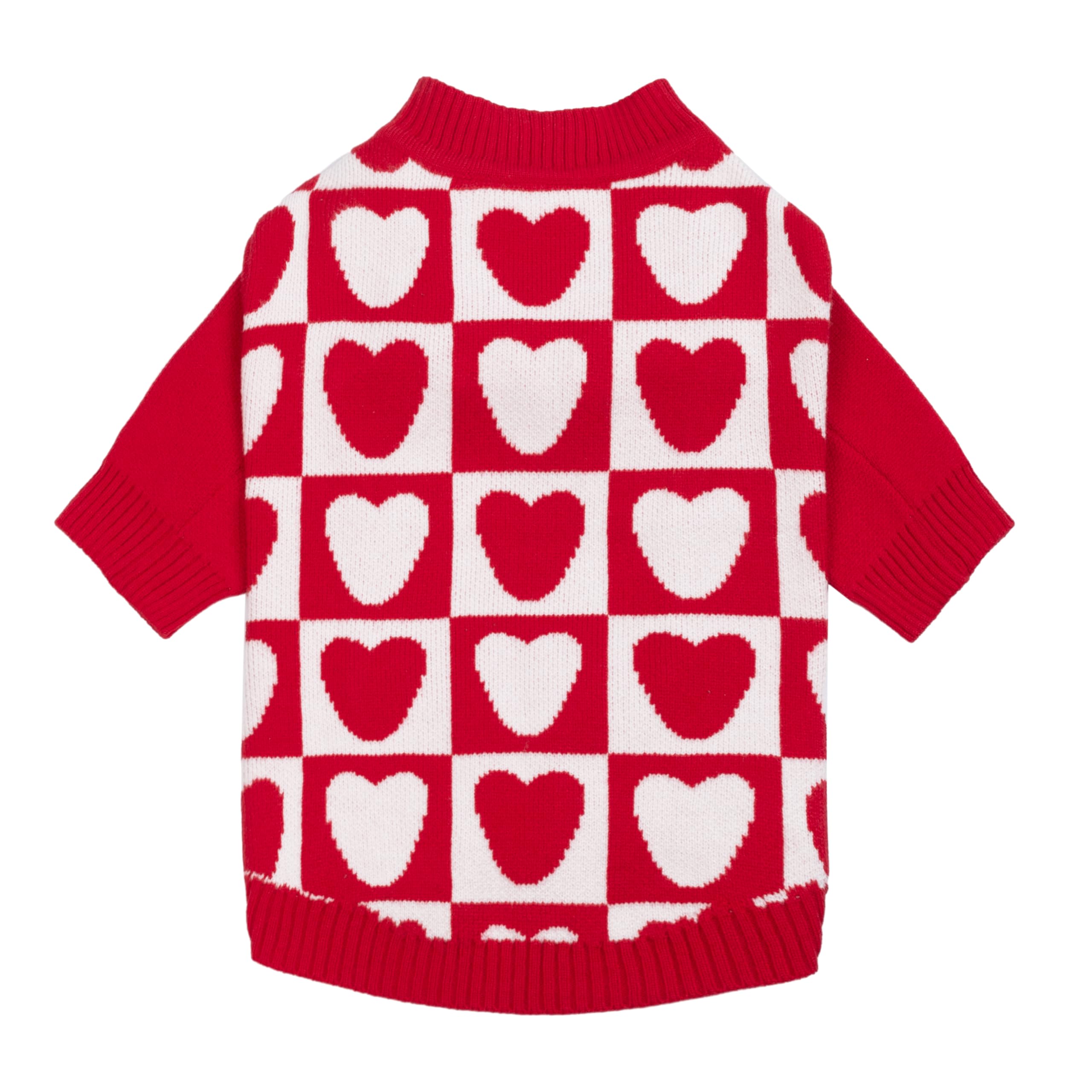 Sudadera Fitwarm para perros con corazones y cuadros, ideal para paseos festivos
