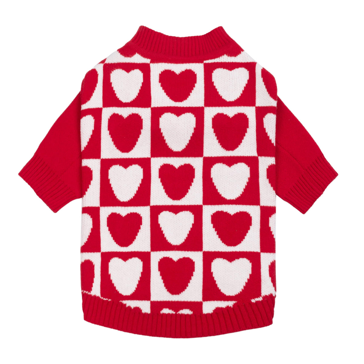 Sudadera Fitwarm para perros con corazones y cuadros, ideal para paseos festivos