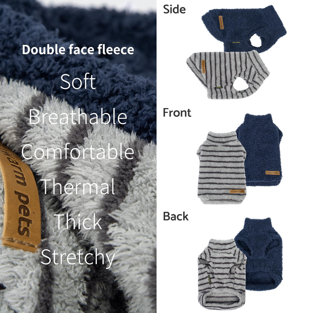 Fitwarm sudadera para perro, gris con rayas, frontal para uso diario.