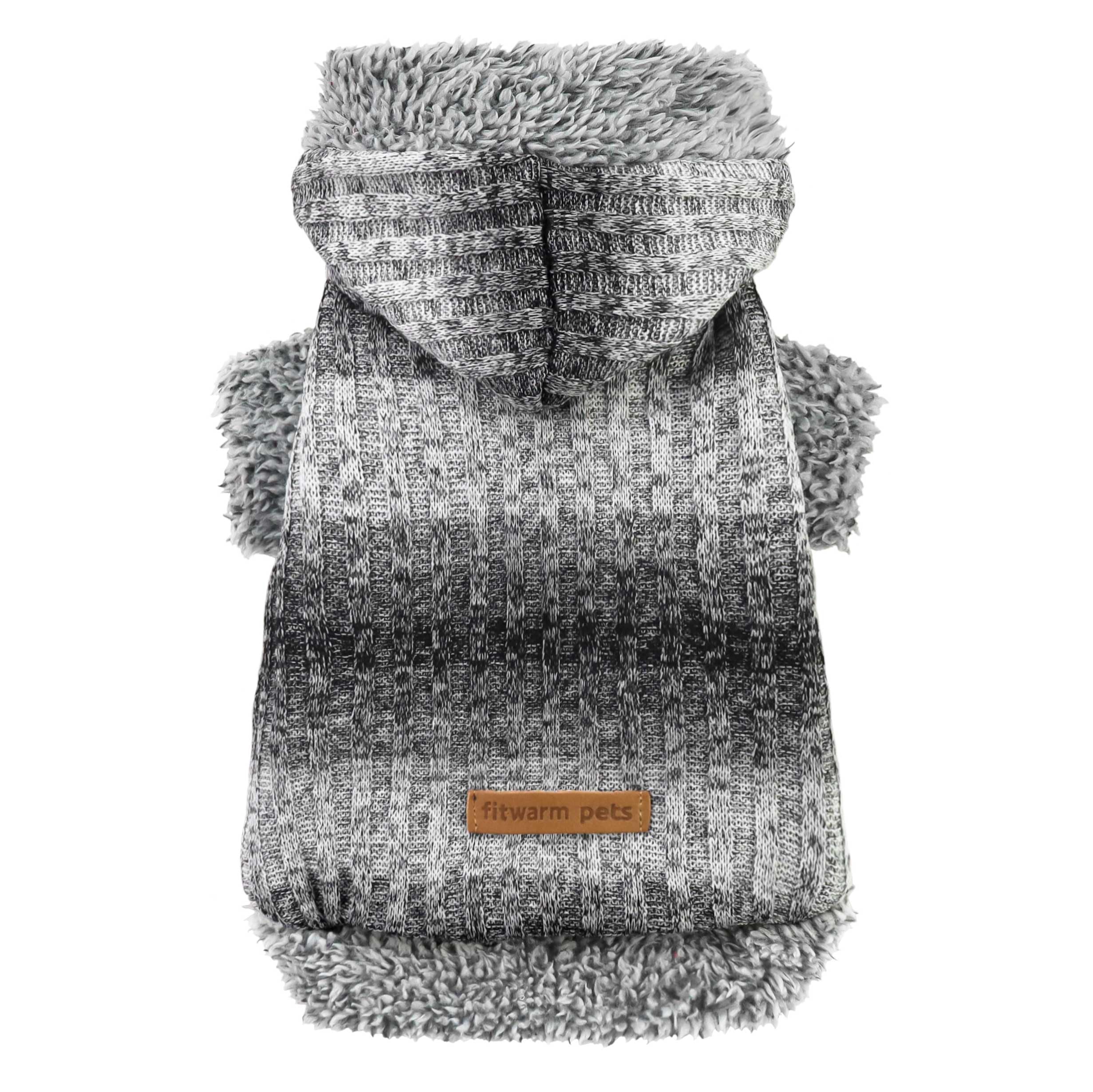 Fitwarm sudadera para perro pequeño con capucha gris heather, cálida para paseos