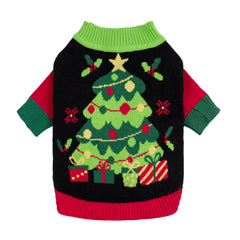 Fitwarm sueter navideno para perros con arbol-regalos, ideal para fotos festivas.