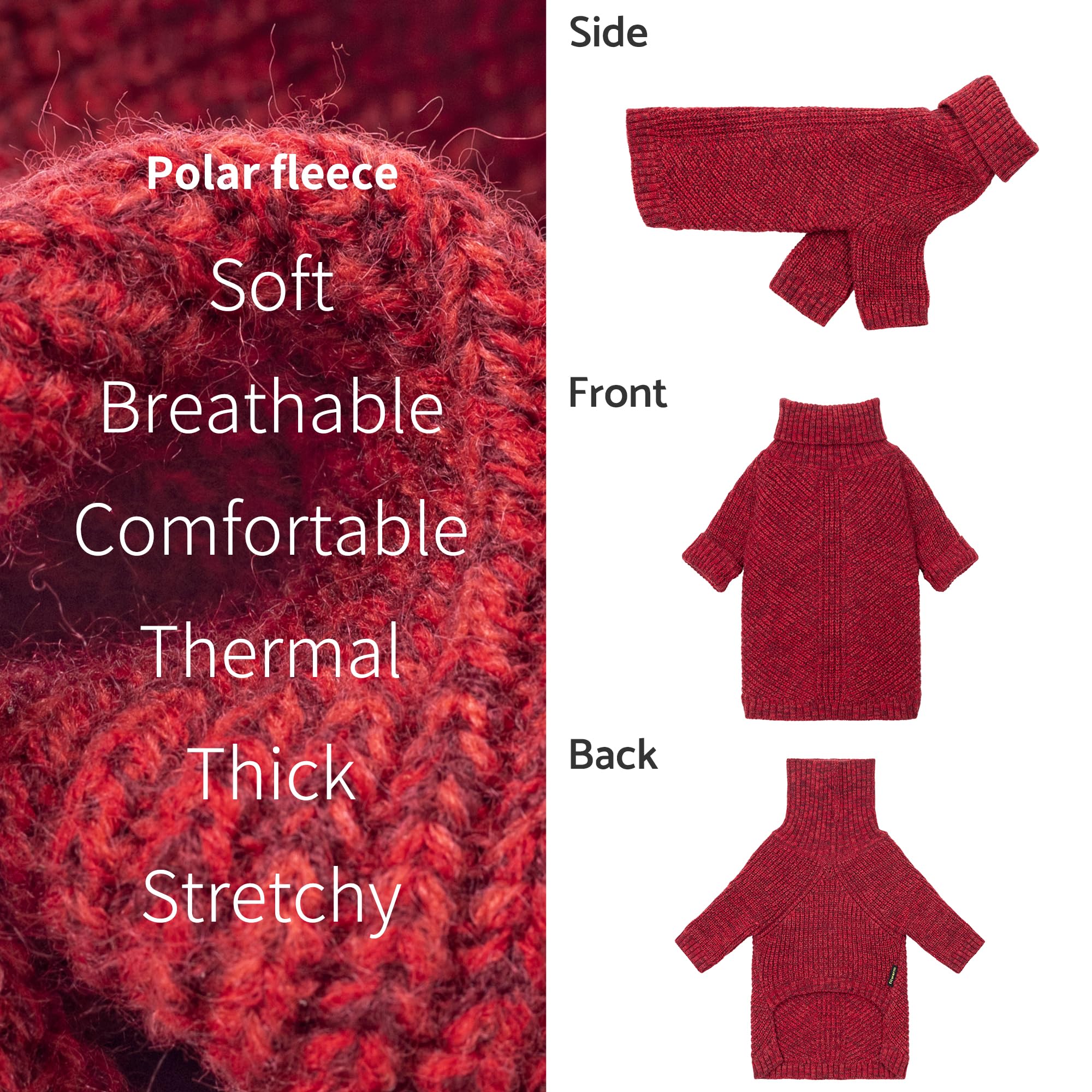 Fitwarm sueter perro color rojo burdeos, detalle que aporta estilo clásico.