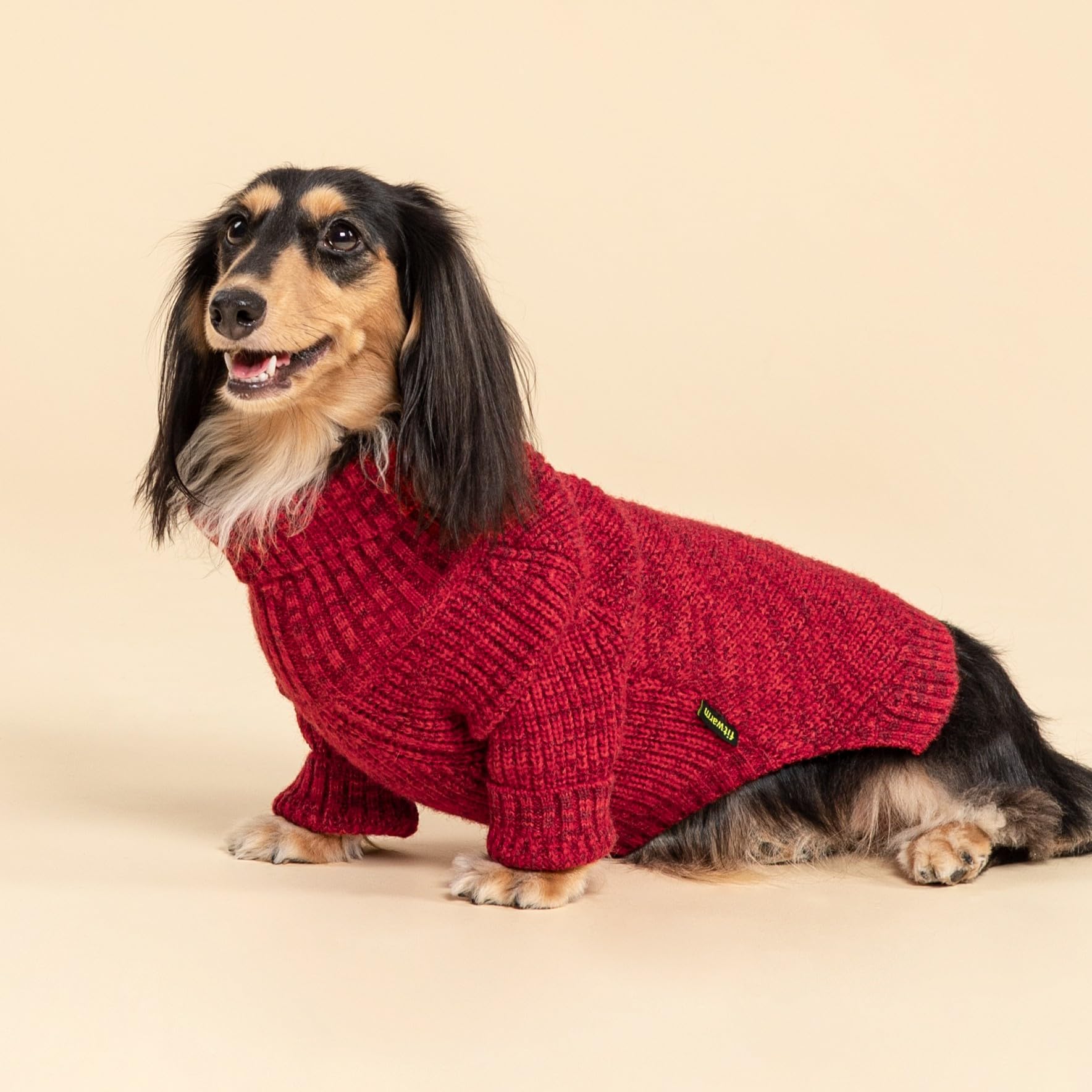 Fitwarm sueter perro tejido grueso, textura acogedora para invierno.