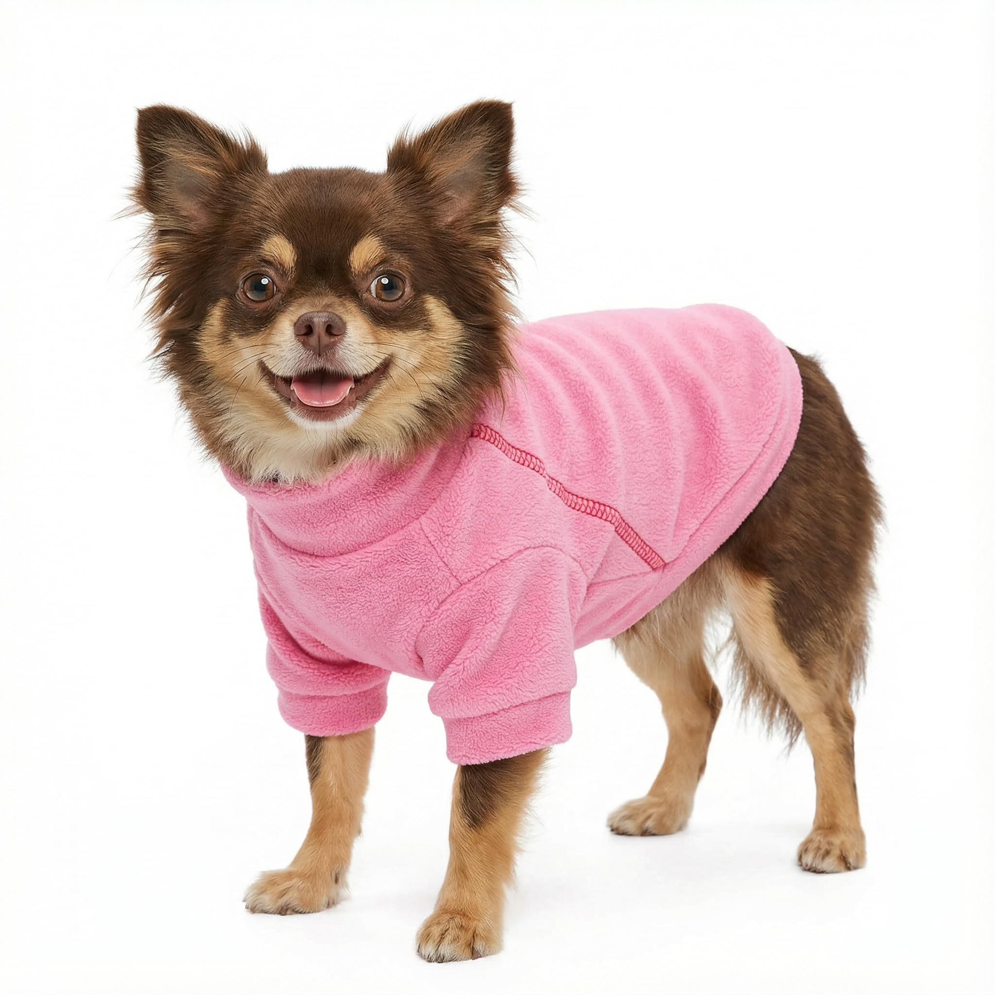 Fitwarm sueter polar para perros rosa, vista trasera con ajuste cómodo