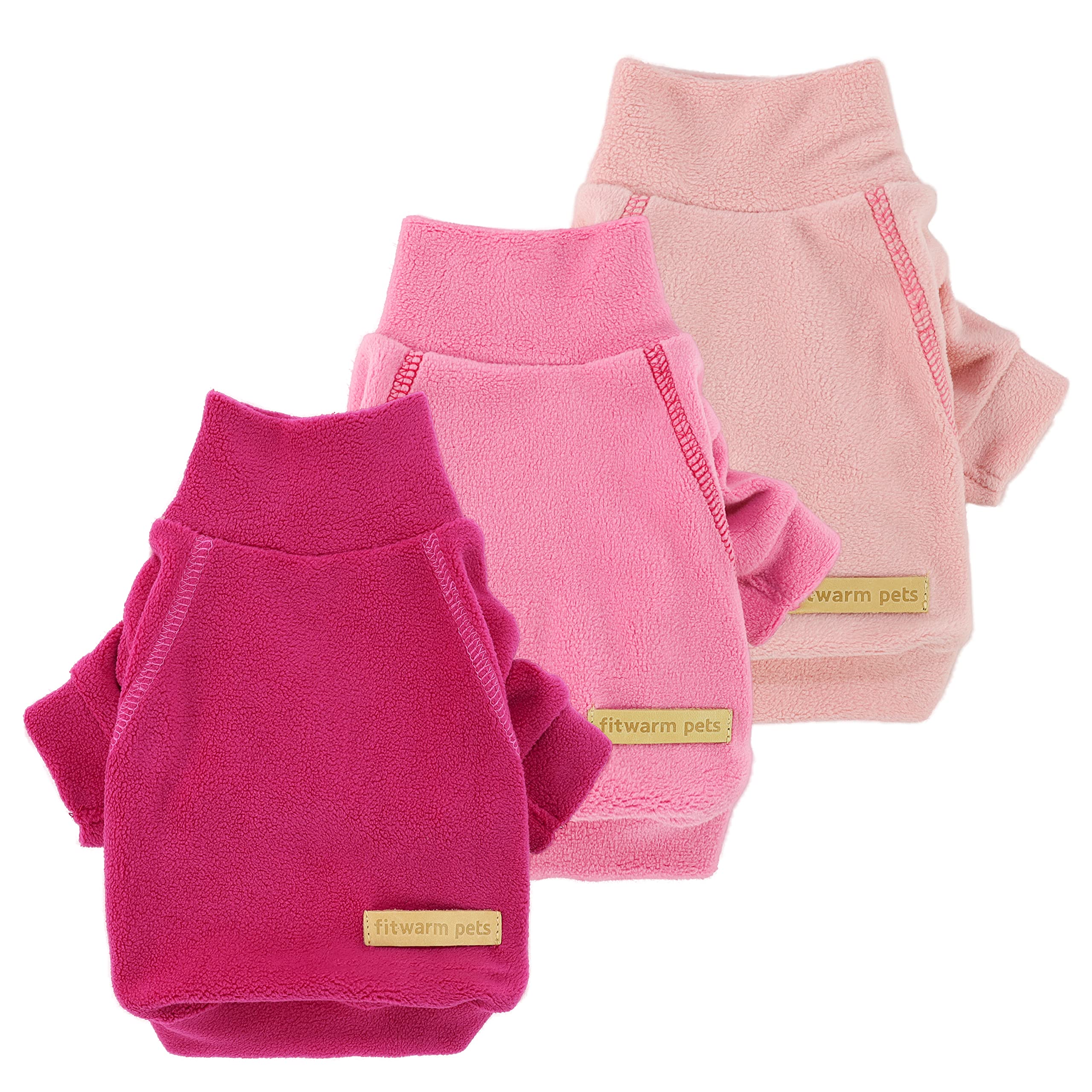 Fitwarm sueter polar para perros rosa, vista frontal con comodidad para paseos