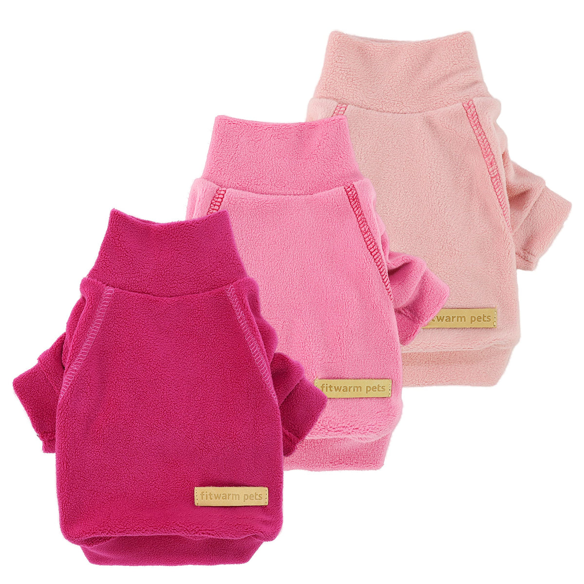 Fitwarm sueter polar para perros rosa, vista frontal con comodidad para paseos