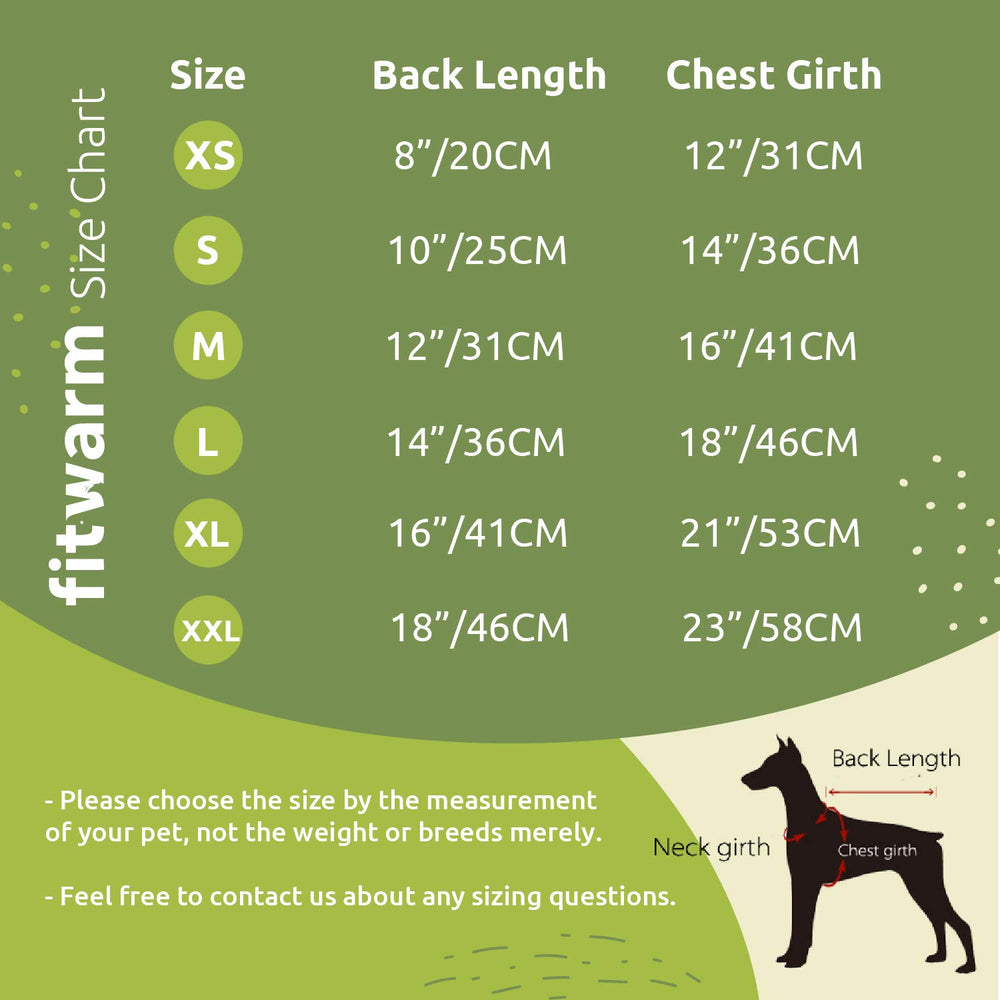 Tamaño pequeño de Fitwarm, ideal para razas pequeñas como Pomerania.
