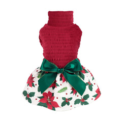 Vestido Fitwarm para perro pequeño con poinsettia, cálido y festivo.