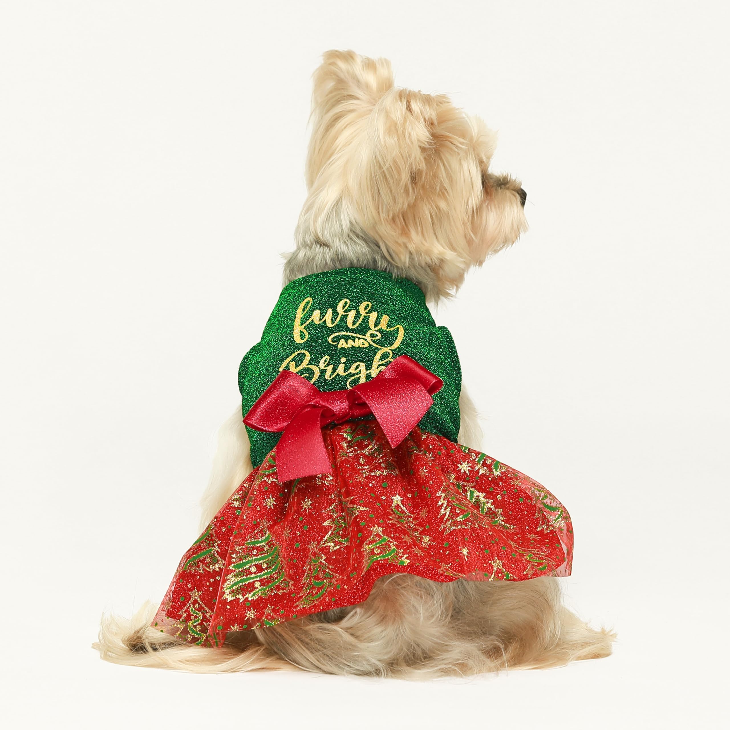 Vestido navideño de Fitwarm, tul brillante, vista trasera.