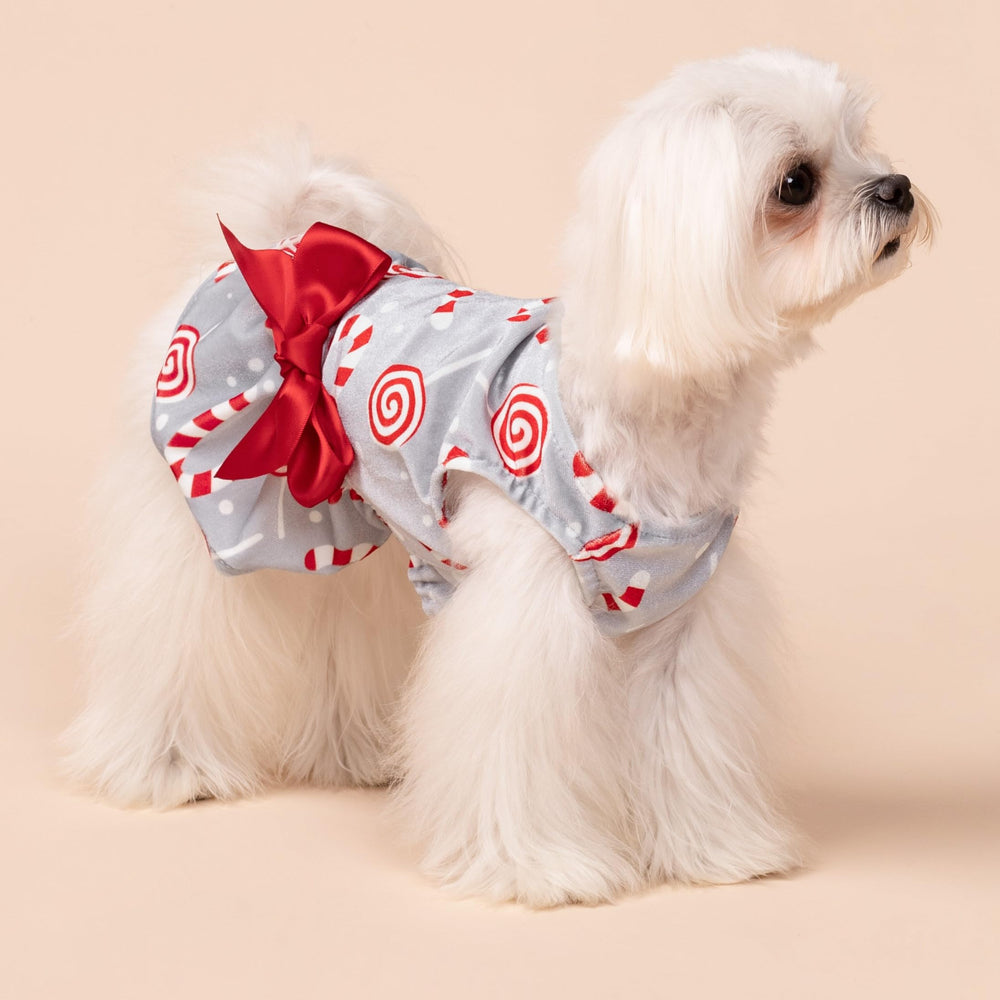 Vestido Fitwarm para perro con bastones de caramelo rojos: ideal para fiestas