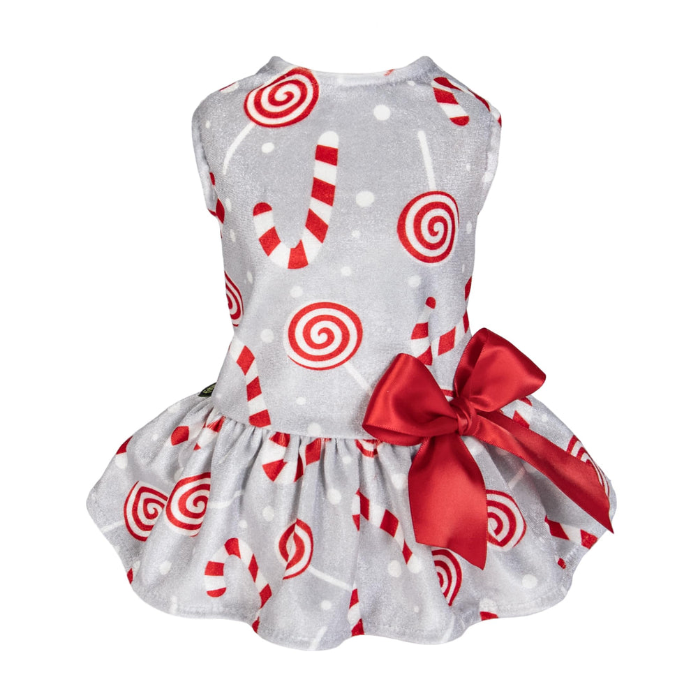 Vestido Fitwarm para perro con bastones de caramelo plateados: cómodo y festivo