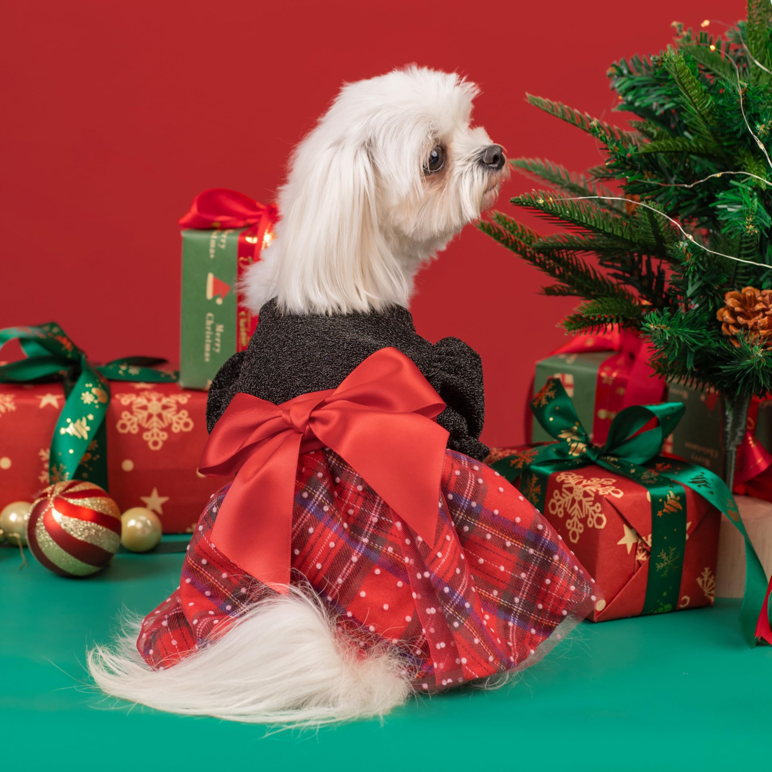 Fitwarm corpiño negro brillante, vestido de gala para perros.
