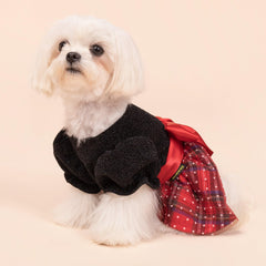 Fitwarm vestido navideño para perros, falda tartán, perfecto para celebraciones.