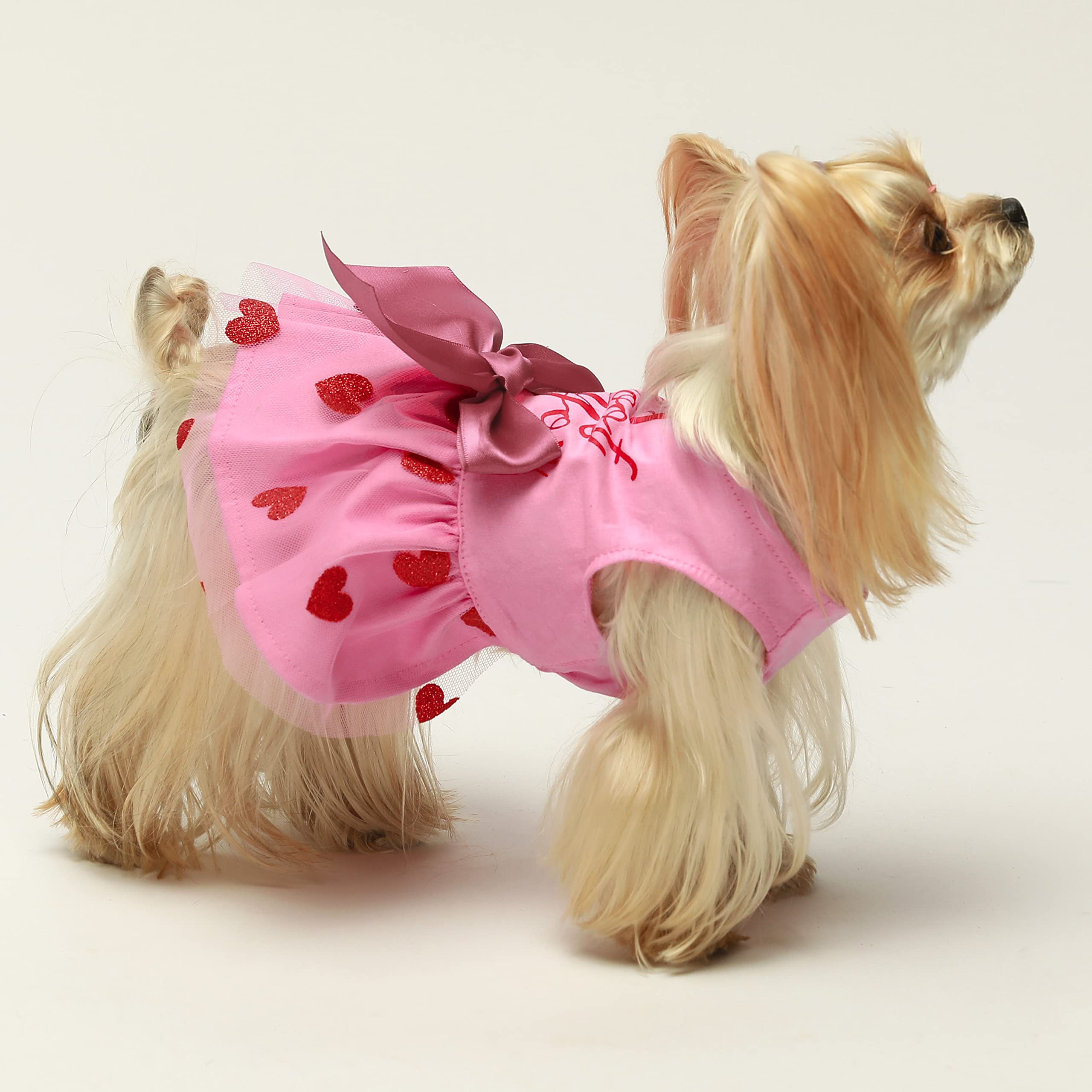 Vestido Fitwarm para perro San Valentín con falda tutu rosa, perfecto para eventos.