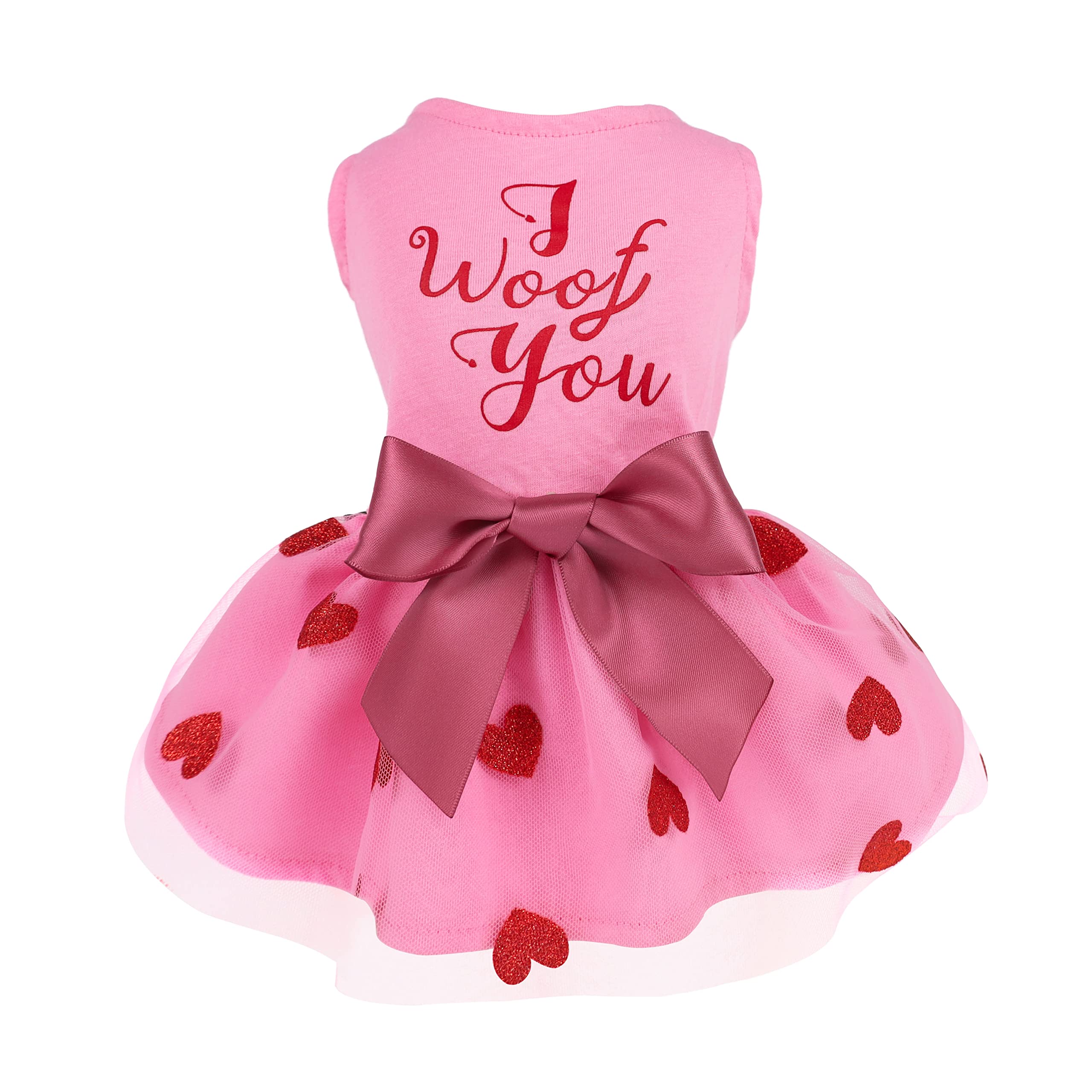 Vestido Fitwarm para perro en San Valentín con lazo rosa, elegante y cómodo