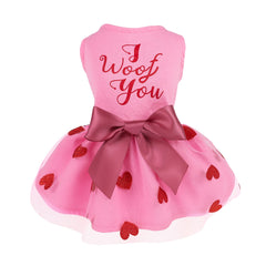 Vestido Fitwarm para perro en San Valentín con lazo rosa, elegante y cómodo