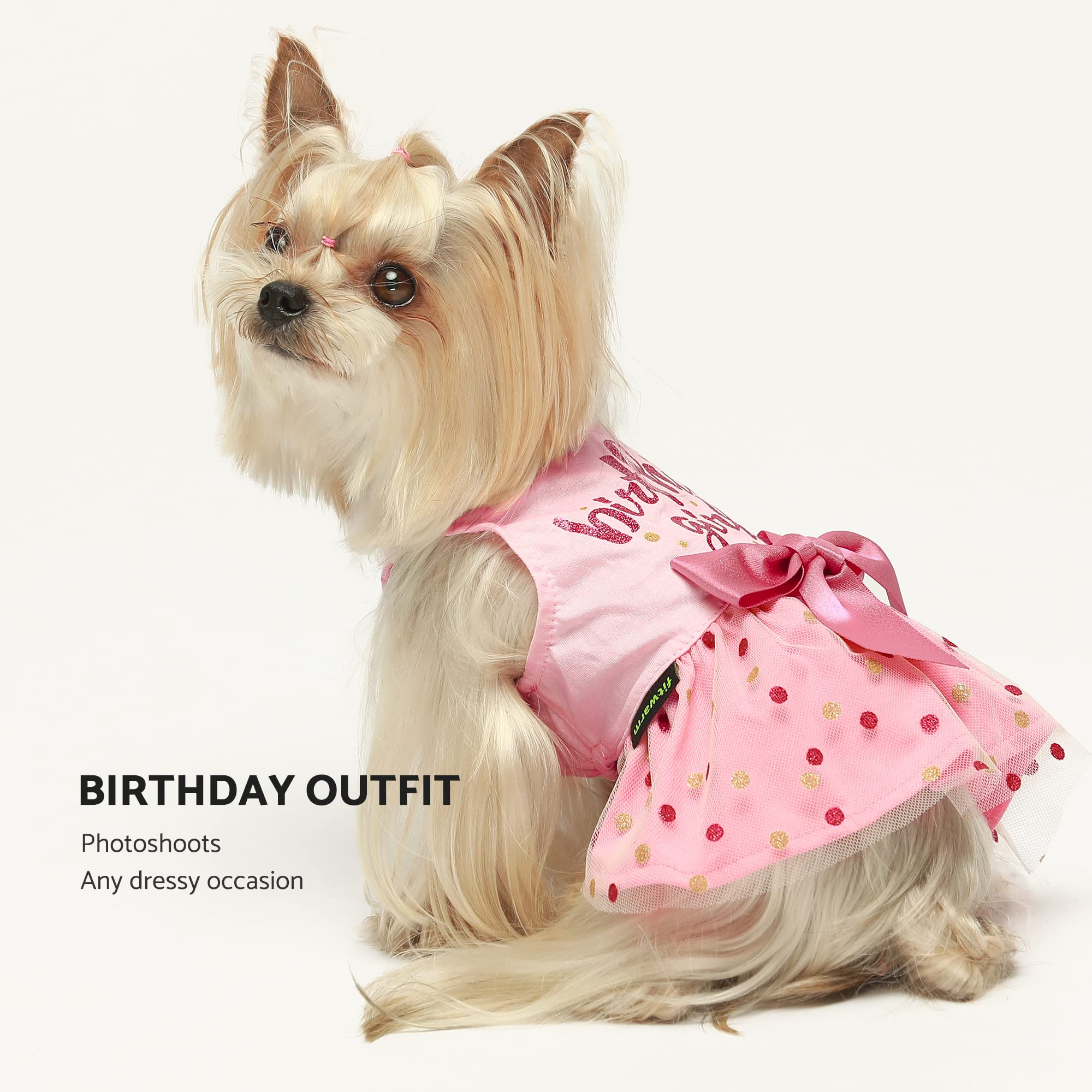 Vestido Fitwarm tule para perro con lazo rosa, diseño cómodo y tierno.