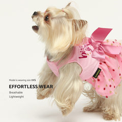 Vestido Fitwarm tule para perro con lazo rosa, cómodo para paseos.