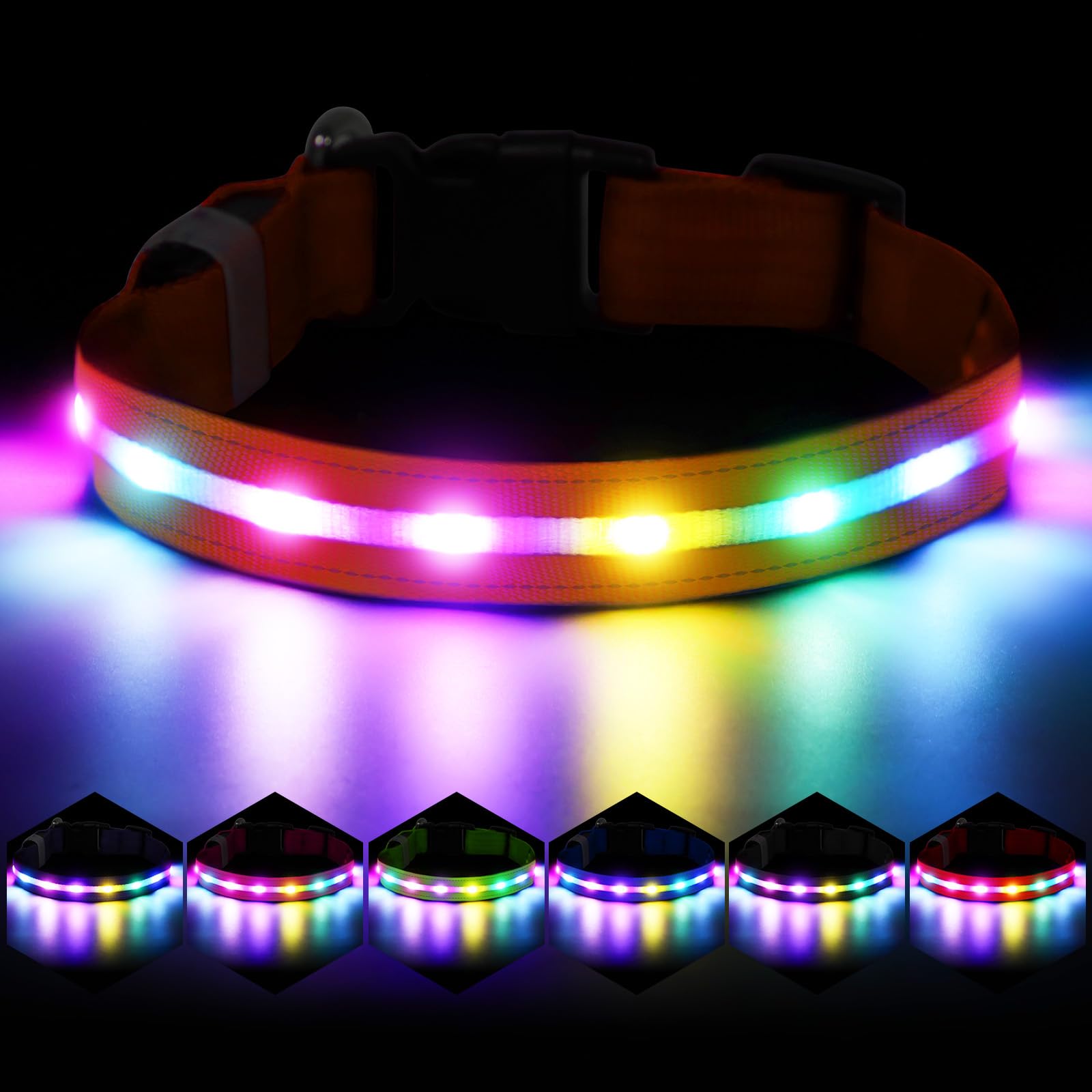 Collar Fiveda con luz para perro, ideal para paseos nocturnos