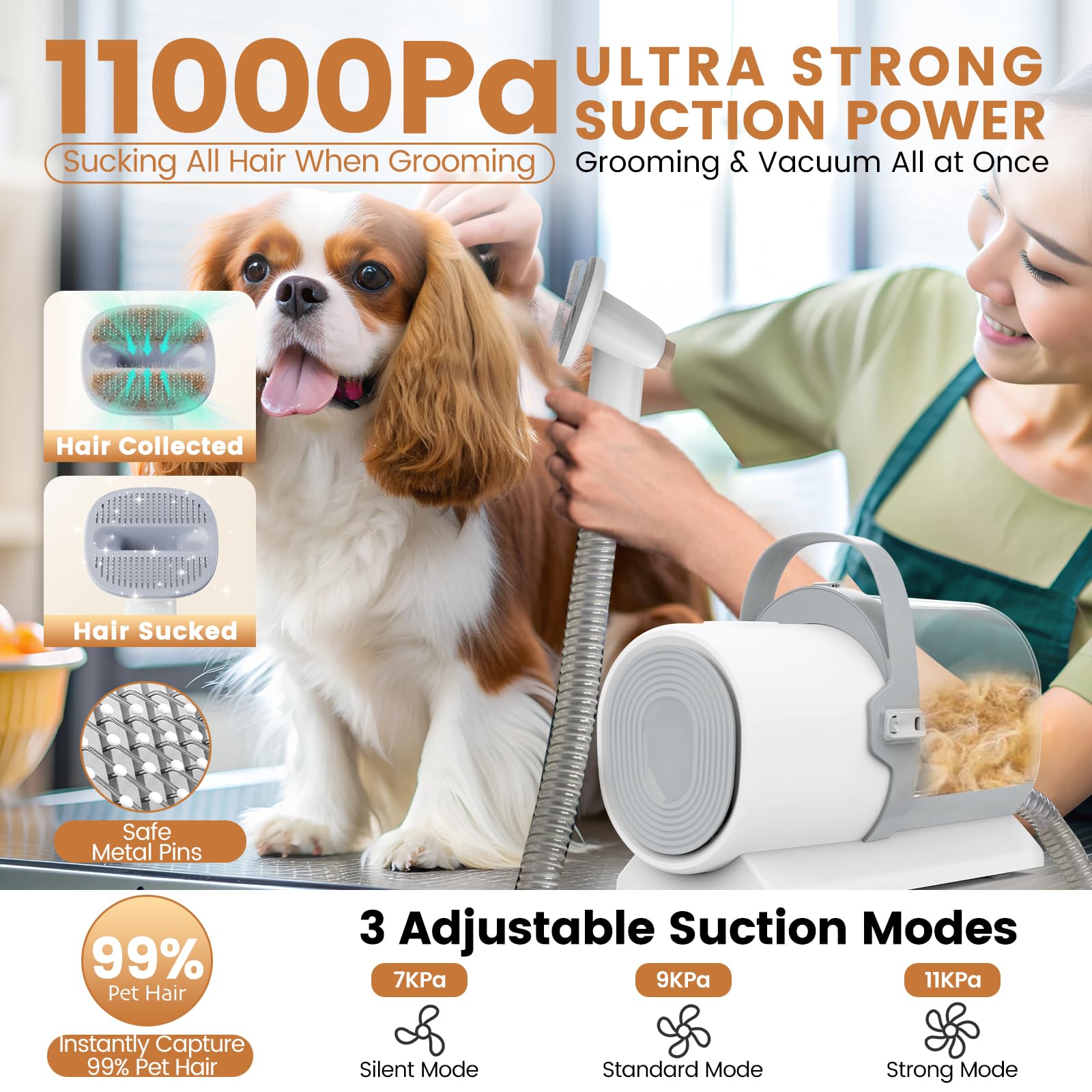 FIXR aspiradora para perros, 11000Pa, con filtro HEPA