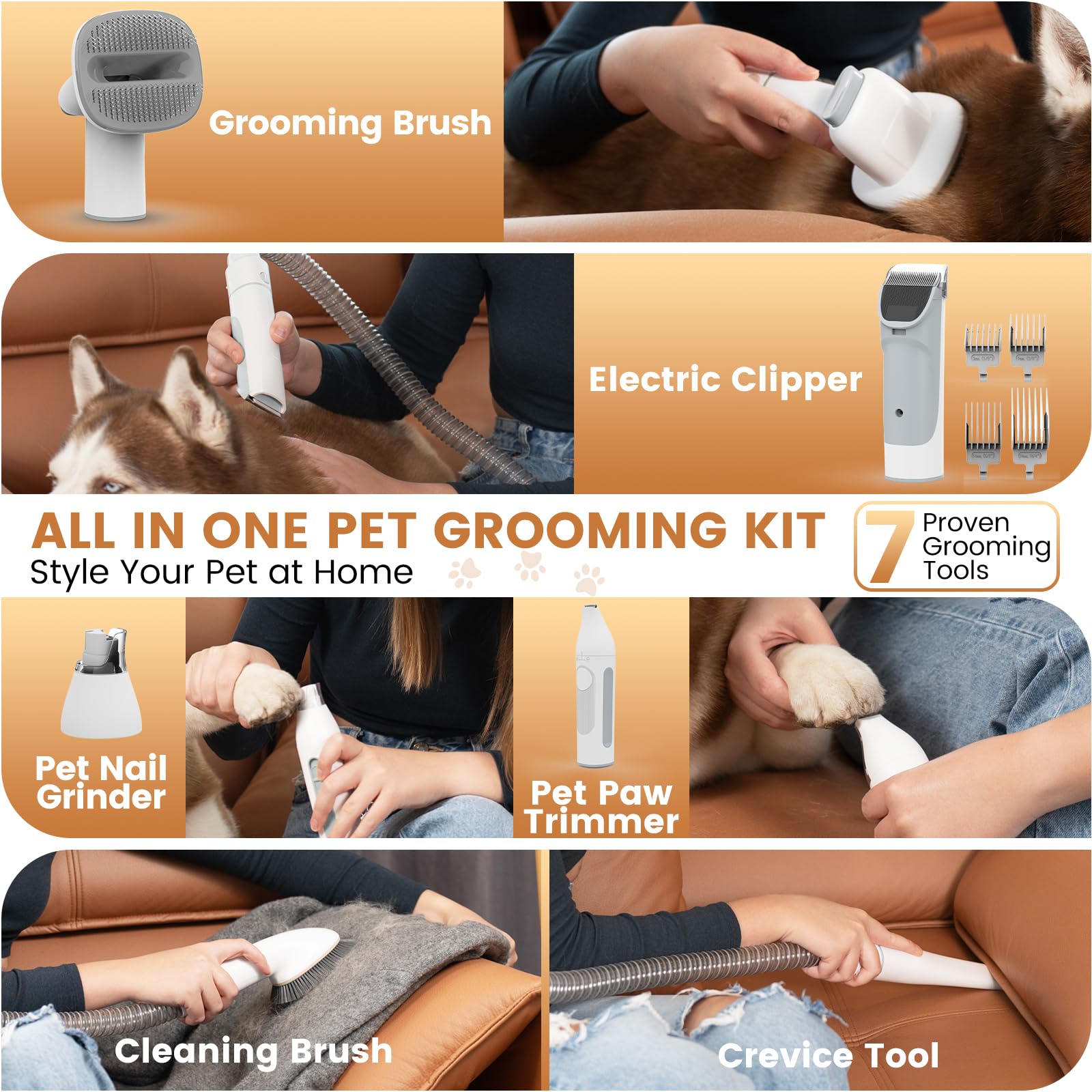 FIXR kit de cuidado del perro con 7 herramientas para el aseo