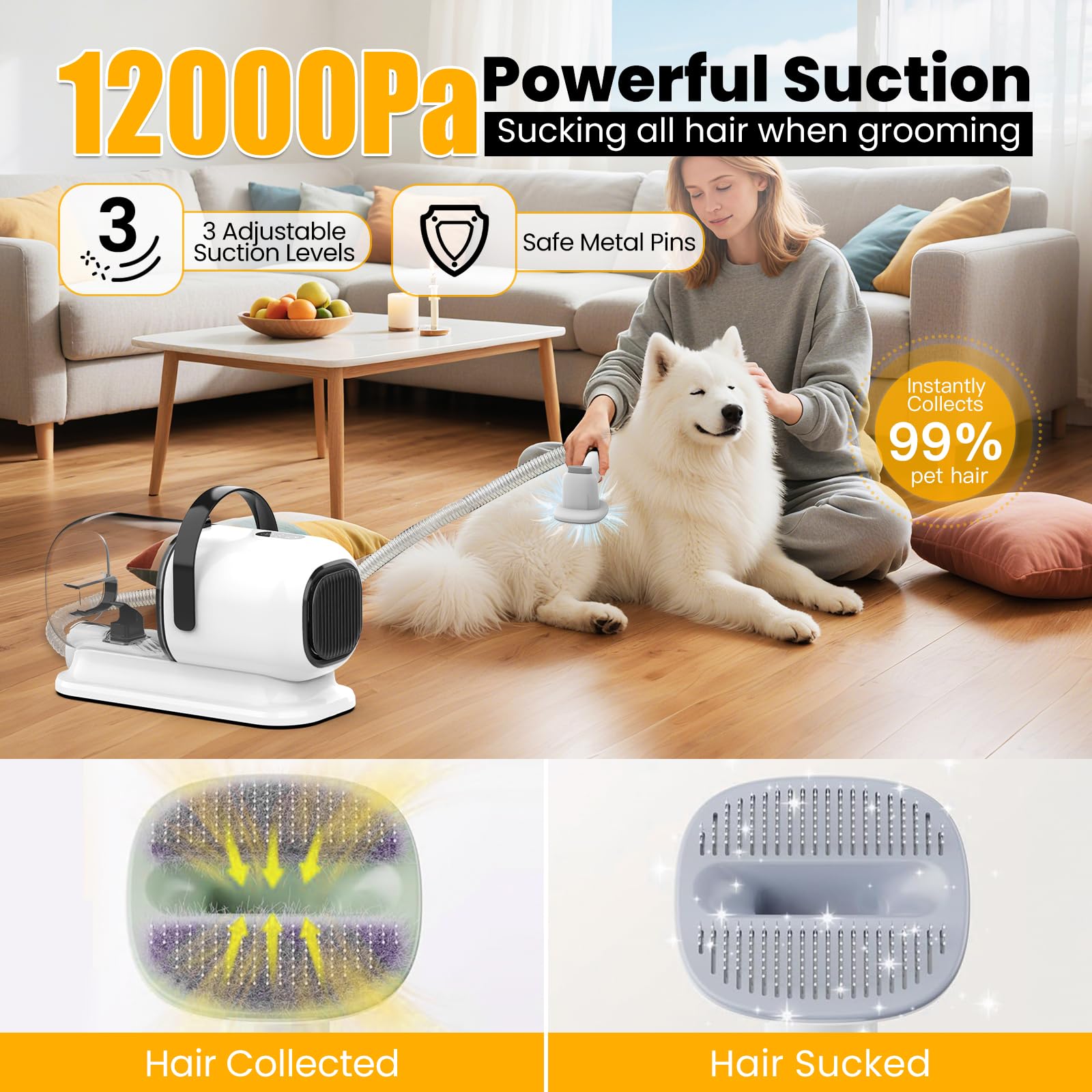 FIXR kit grooming para perros con 5 herramientas para cepillar, recortar y limpiar