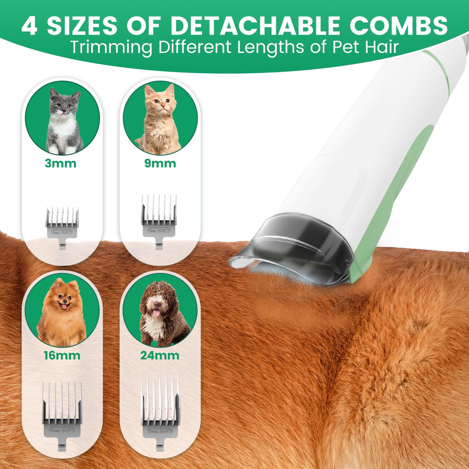 Tres niveles de succión FIXR PG50 Plus, ajuste cómodo para cada mascota.