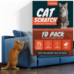 Protector FixZilla para muebles contra arañazos de gato, protección discreta.