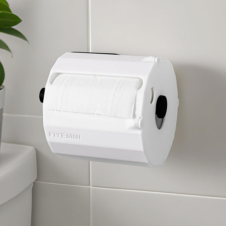 Protector FIYEMNI para papel higiénico con cubierta; evita desgarros y desperdicio.