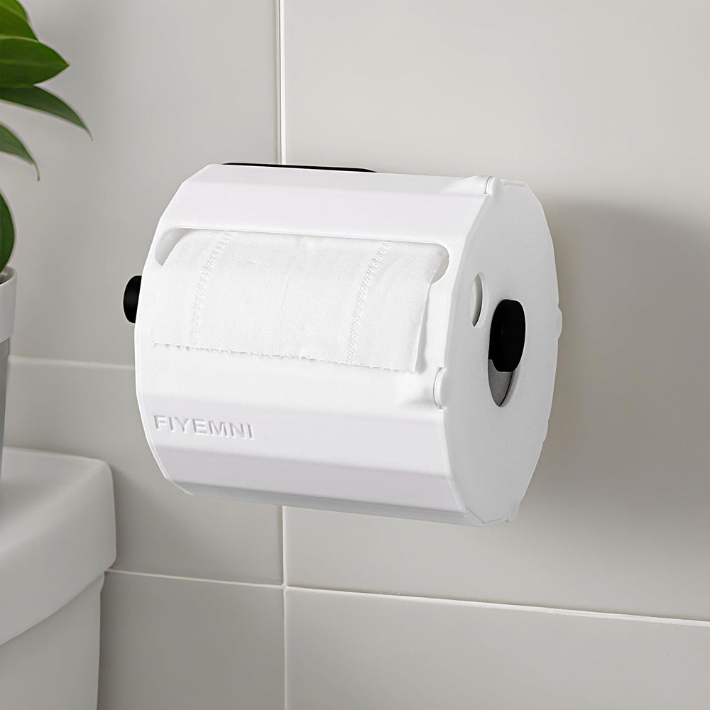 Protector FIYEMNI para papel higiénico con cubierta; evita desgarros y desperdicio.