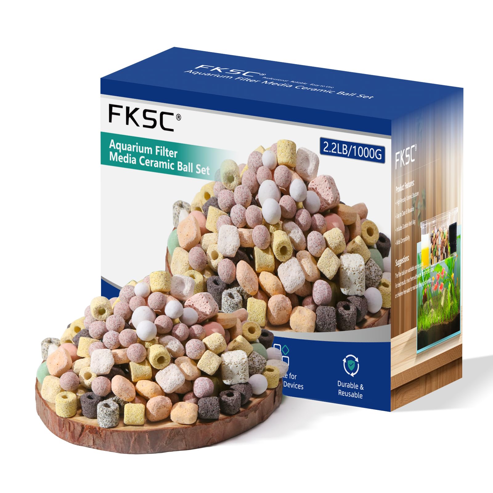 FKSC media filtrante 12 en 1 con cerámicos para acuario, filtración biológica estable