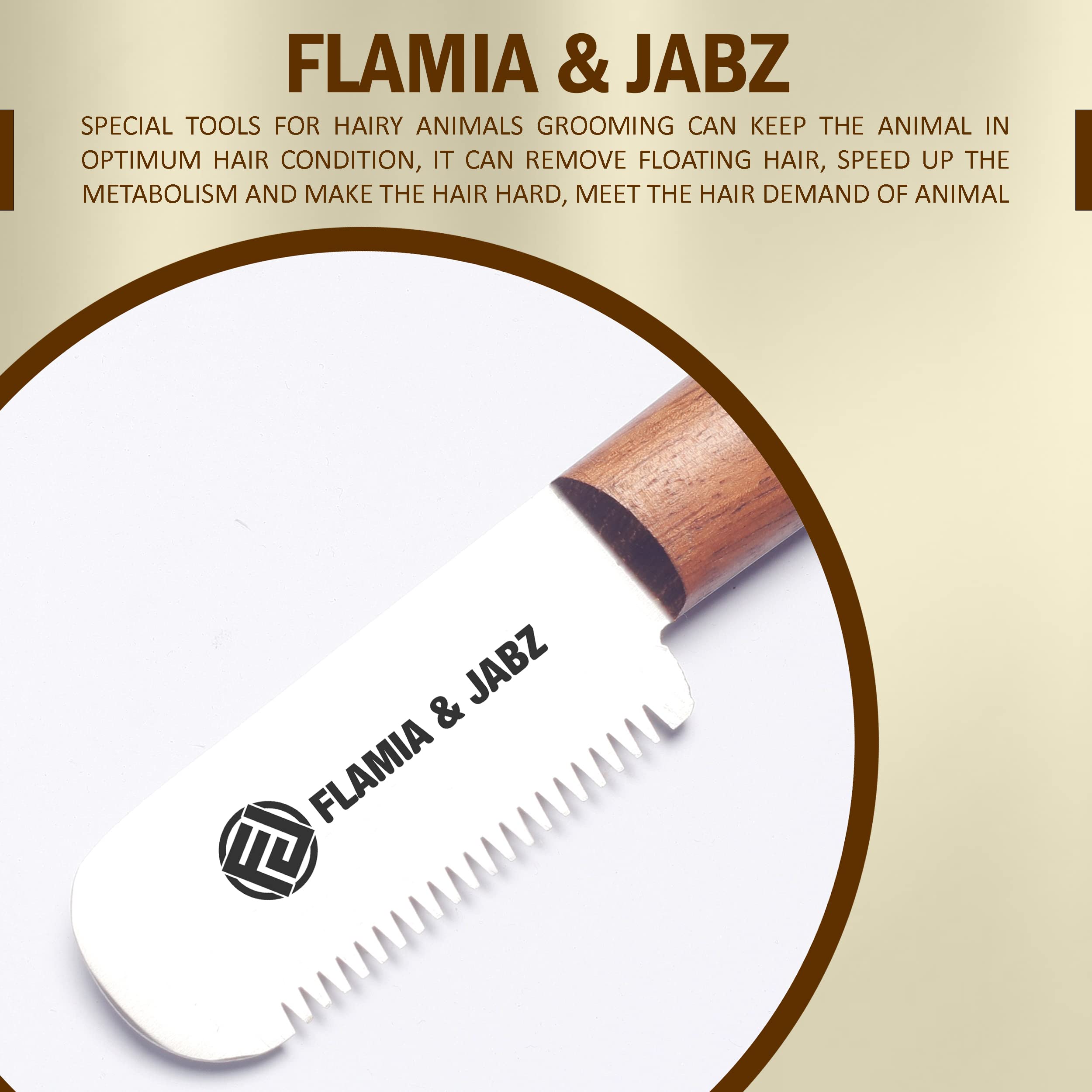 Cuchillo desbaste FLAMIA JABZ, acero inoxidable, durabilidad para grooming