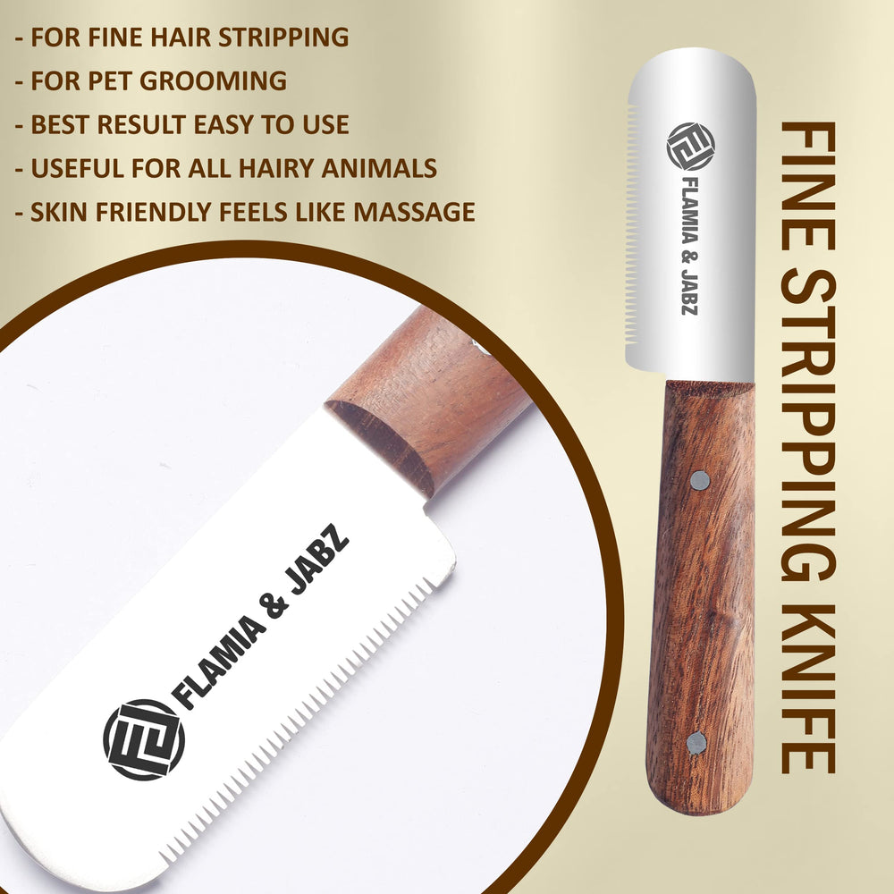 Cuchillo deslanado profesional Flamia JABZ, paquete triple para diferentes pelajes.