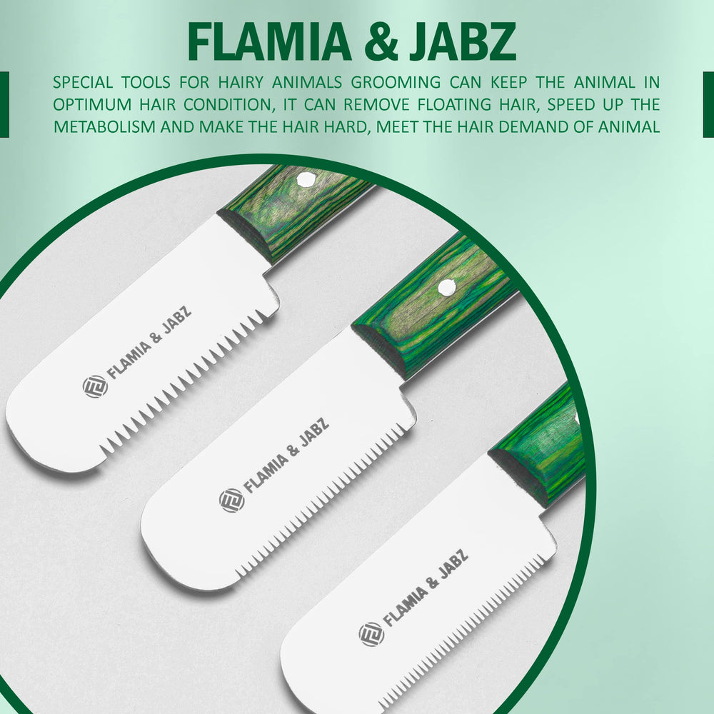 FLAMIA Y JABZ cuchillo desbaste en acero inoxidable para perros.