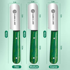 FLAMIA Y JABZ cuchillo desbaste conjunto tres verde para uso profesional.