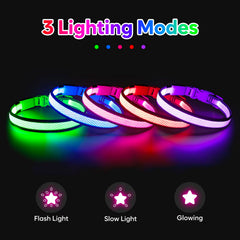 Flashseen collar LED con carga USB, recárgalo fácilmente para paseos seguros