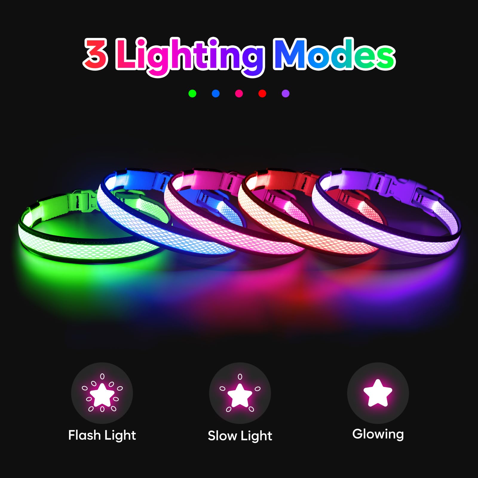 Flashseen collar ajustable nylon para perros activos