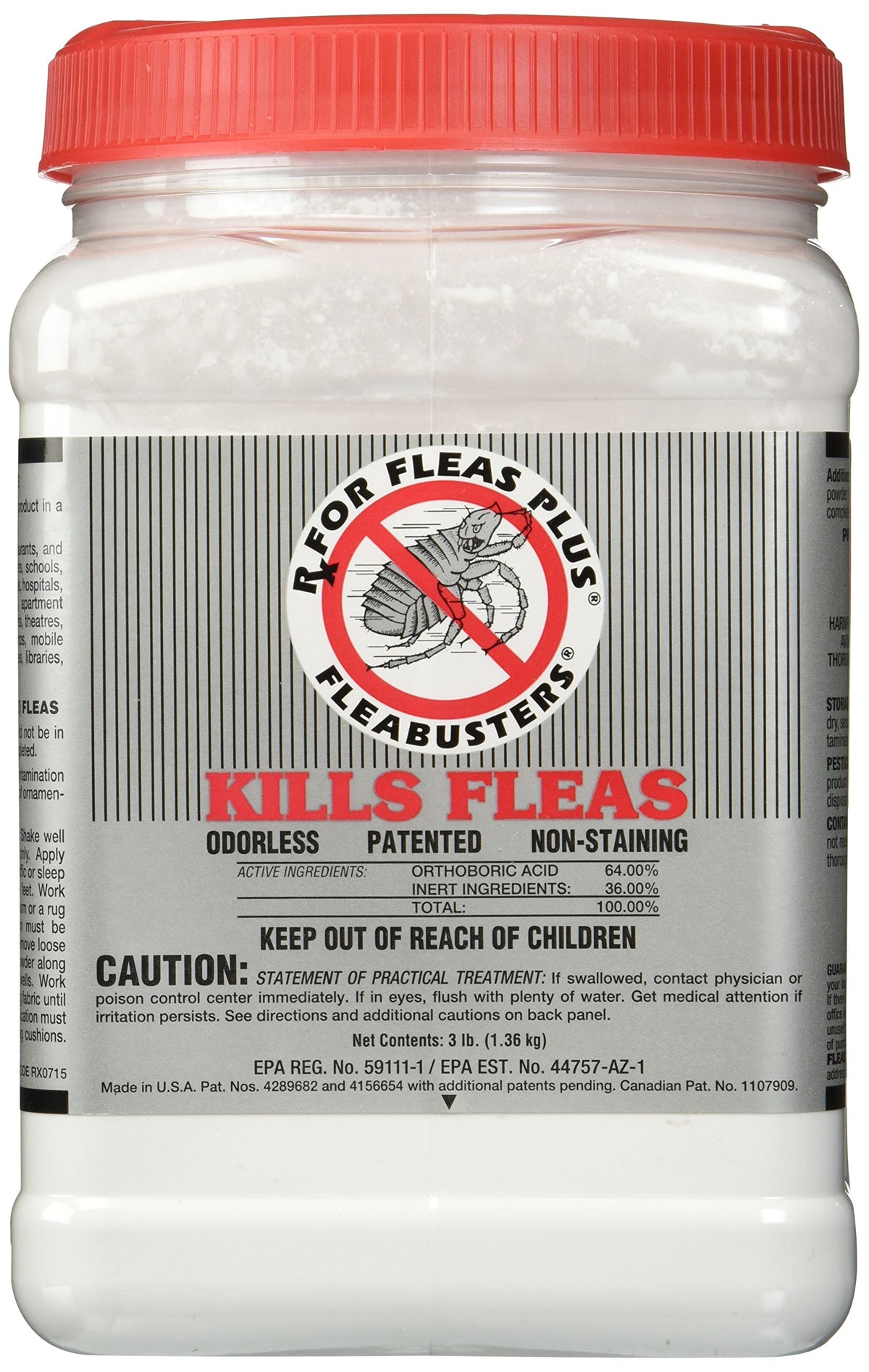 Fleabusters RX Fleas Plus, envase de 3 libras para tratamiento de alfombras y zócalos