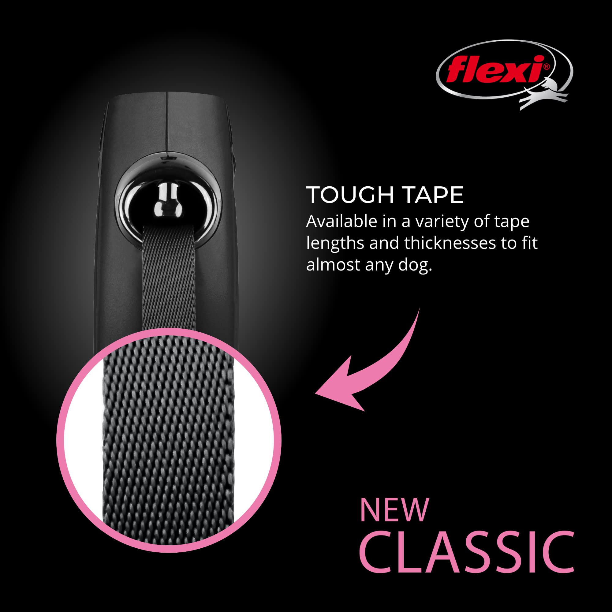 FLEXI New Classic: pausa y bloqueo fáciles para un paseo tranquilo y seguro.