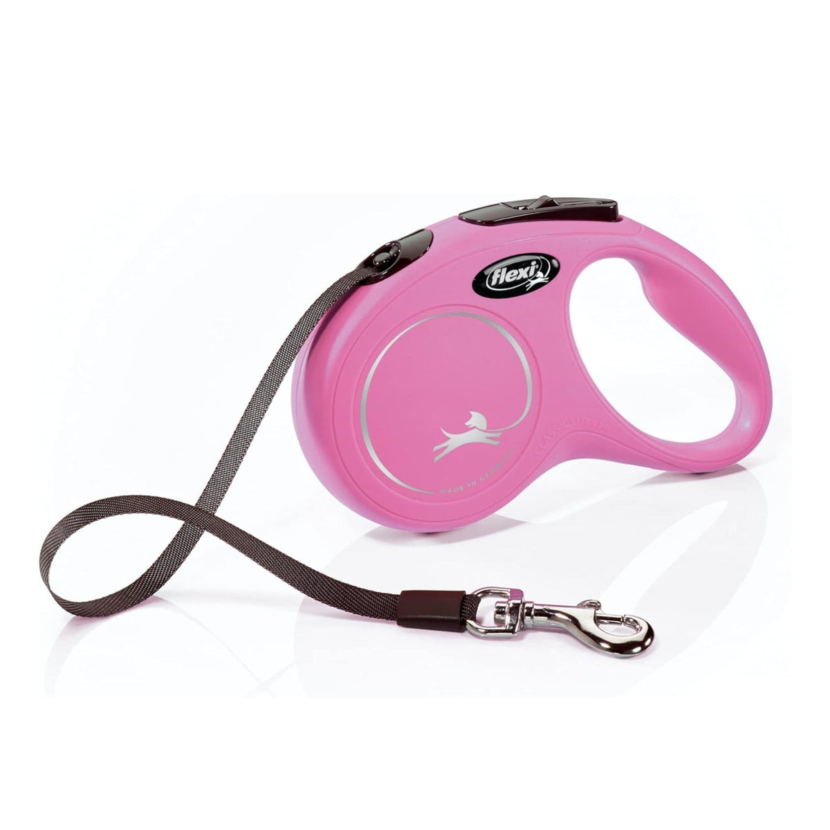 Correa retráctil FLEXI Nuevo Clásico rosa para perros muy pequeños, 10 pies.
