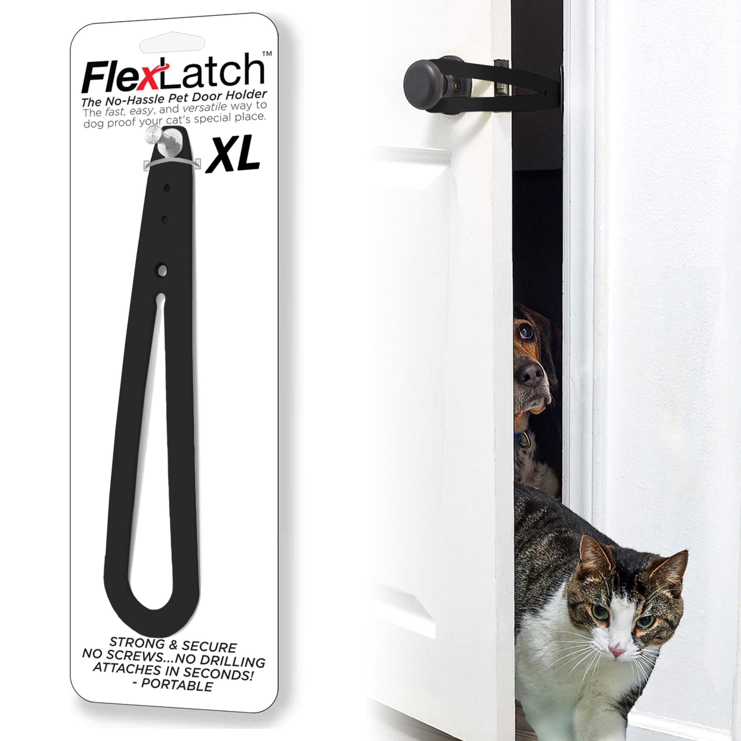 FlexLatch cerradura-puerta-gato-negro para mantener gatos dentro
