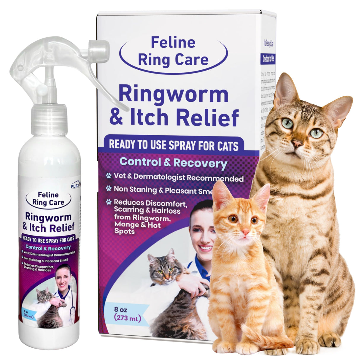 FlexTran Cuidado Felino: botella spray lista para usar en irritaciones de la piel