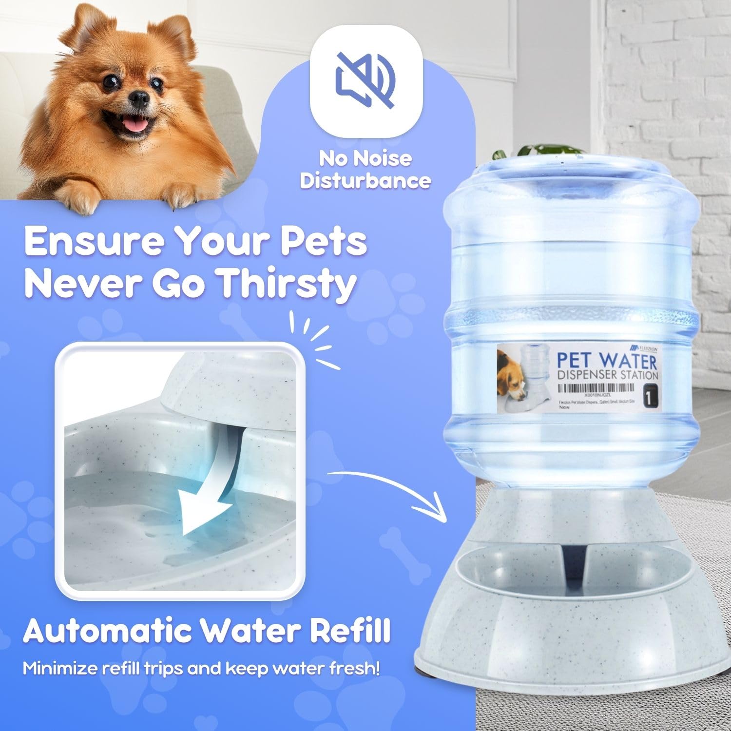 Flexzion reservorio de 1 galón, capacidad adecuada para agua de mascotas.